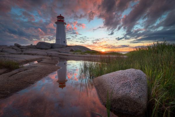 Peggy's Cove Lighthouse at Sunset