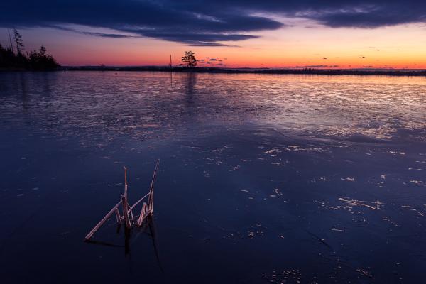 Frozen Lake at Sunset
